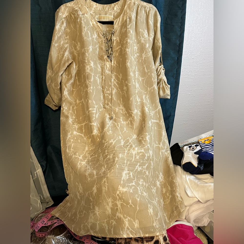 Michael Kors Elegant Beige Women's Silk Dress